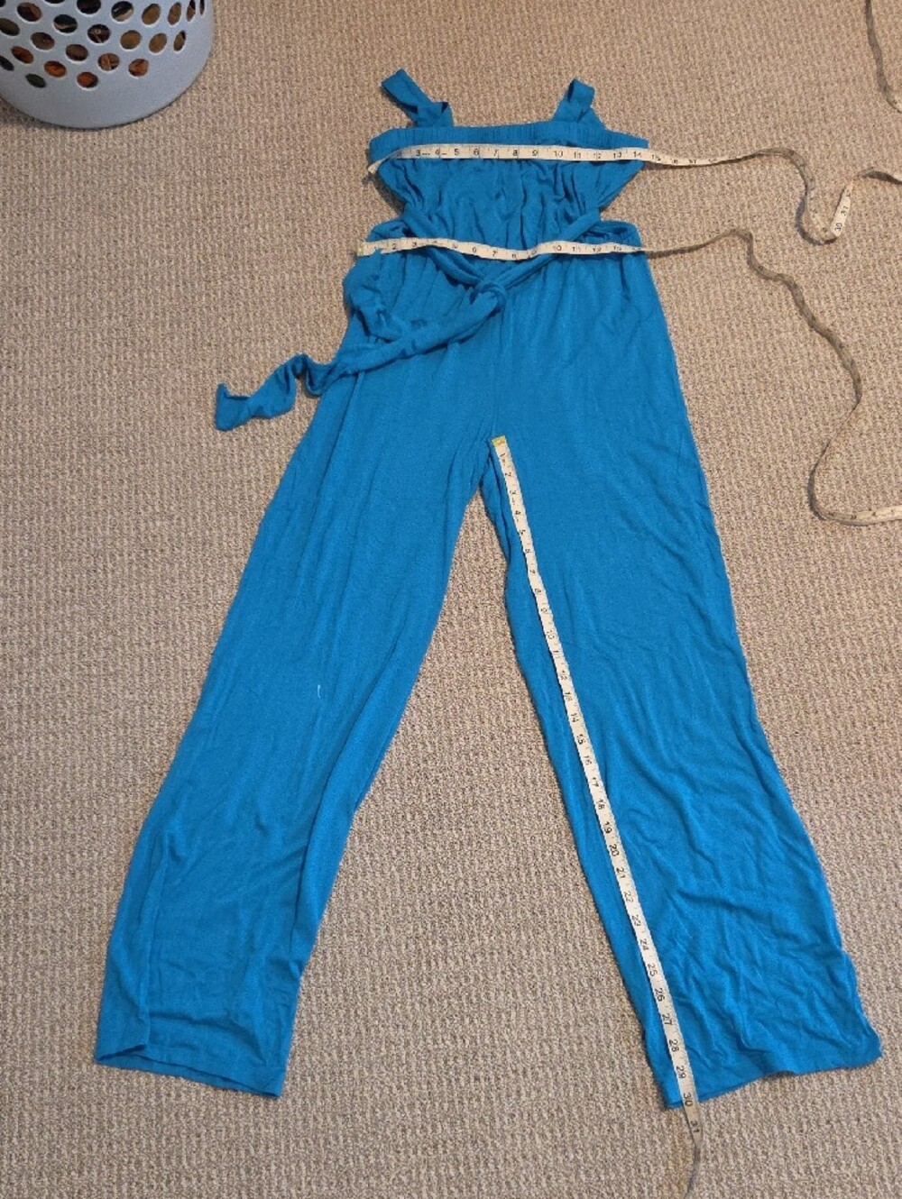 Women's Blue Jumpsuit with Tie Waist 2 Piece - Picture 3 of 8
